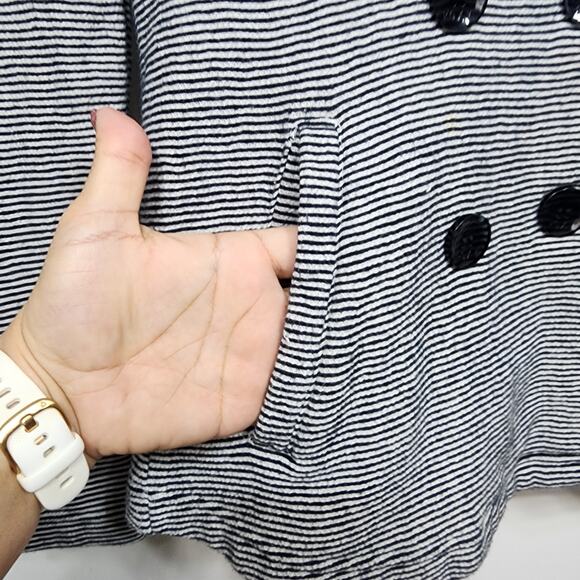 Roxy The Cuddle Hooded Striped Pea Coat Jacket Size Small - Picture 7 of 8